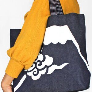 Indigo Wide Tote Bag Made in Japan High Quality Mt.Fuji 42"x34"x12"